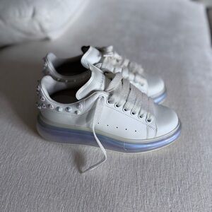 Alexander McQueen White Platform Sneakers with Iridescent Studs